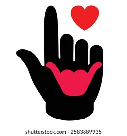Stylized Hand Gesture Vector Illustration for Love, Peace, and Mental Health Concept Design