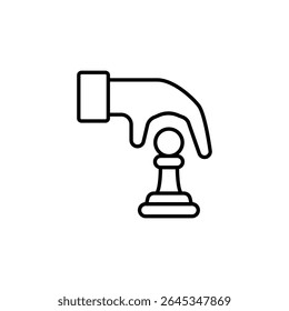 Stylized Hand Holding Chess Pawn Isolated On Transparent Backdrop