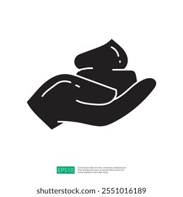 A stylized hand holds a small dollop of cream or lotion, suggesting themes of skincare or beauty products.