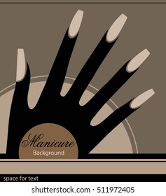 The stylized hand with a manicure, monochrome graphics