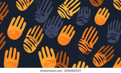 Stylized hand prints pattern,colorful vector illustration.