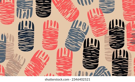 Stylized hand prints pattern,colorful vector illustration.