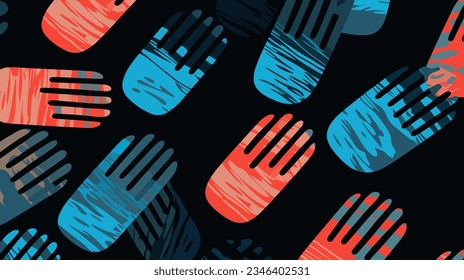 Stylized hand prints pattern,colorful vector illustration.