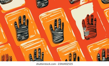 Stylized hand prints pattern,colorful vector illustration.