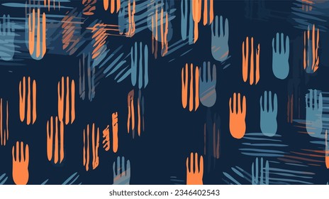 Stylized hand prints pattern,colorful vector illustration.