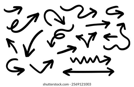 Stylized hand-drawn arrows on a white background for design