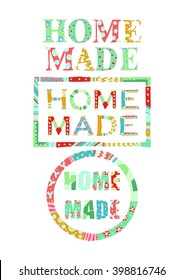 Stylized hand-drawn colorful home made signs.