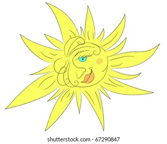stylized hand-drawn sun vector