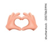  Stylized hands fold the shape of a heart. Finger gesture. 3D sign. Element for design. Vector illustration on an isolated white background. 
