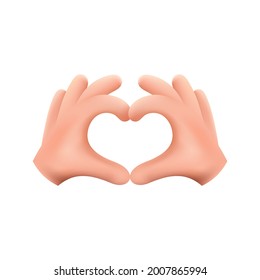  Stylized hands fold the shape of a heart. Finger gesture. 3D sign. Element for design. Vector illustration on an isolated white background. 
