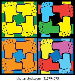 stylized hands symbolize support a strong friendship and partnership, aid, solidarity, etc.