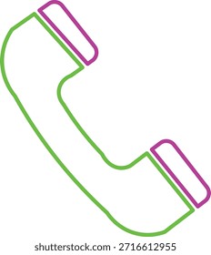 Un icono de teléfono estilizado presenta contornos verdes y púrpuras brillantes, que representan la tecnología de comunicación.