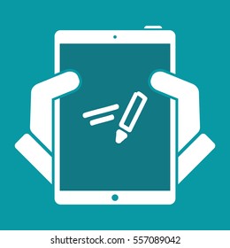 Stylized handwriting pencil concept - Vector flat icon