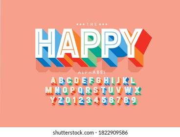 Stylized happy alphabet font vector
