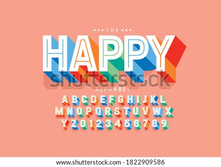 Stylized happy alphabet font vector
