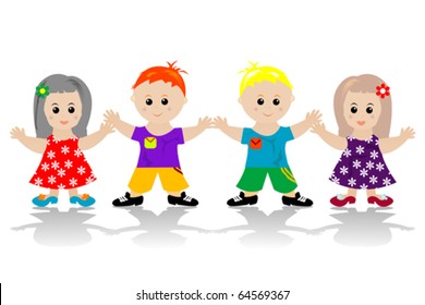 Stylized happy kids