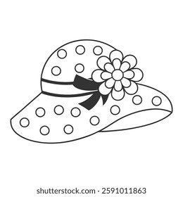 Stylized Hat with Flower Embellishments Icon.