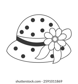 Stylized Hat with Flower Embellishments Icon.
