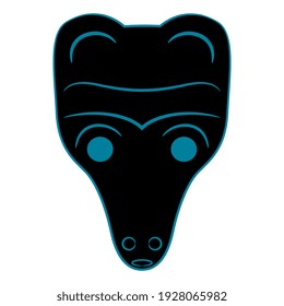 Stylized head of a bear. Monochrome silhouette. Ancient Siberian totem. Simple animal design.