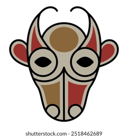 Stylized head of a cow or bull. Ethnic Irish animal design. Isolated vector illustration.