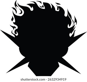 Stylized Head with Fiery Elements