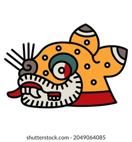 Stylized head of a jaguar. Native American art of Aztec Indians from Mexican codex.