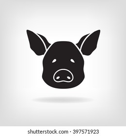Stylized head of a pig on a light background. Logo design for the company.