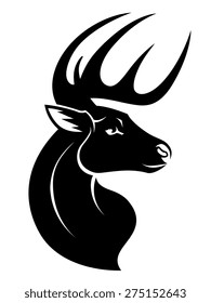 Stylized head of serious deer.