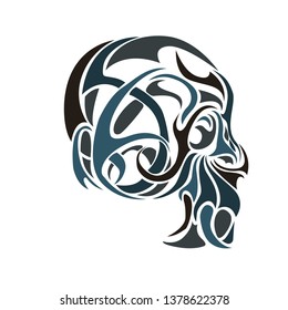 Stylized head skull.  Print for clothes, textiles

