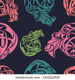 Stylized head skull. Vector seamless pattern. Print for clothes, textiles
