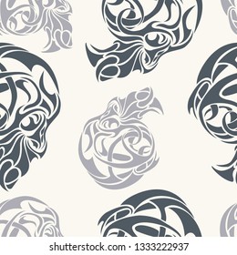 Stylized head skull. Vector seamless pattern. Print for clothes, textiles
