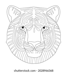 stylized head of tiger for your coloring book