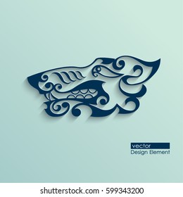 Stylized head of a wolf - vector illustration in Scythian style.