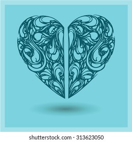 stylized heart art. The object with smooth lines. graphics.