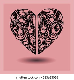 stylized heart art. The object with smooth lines. graphics.