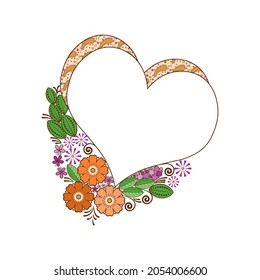 Stylized heart with a doodle pattern on a white background. A colorful decorative element for the design of postcards and invitations