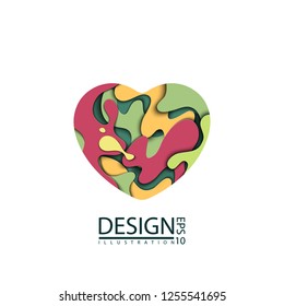 Stylized heart. Effect of cut paper. Symbol of love. Vector illustration.