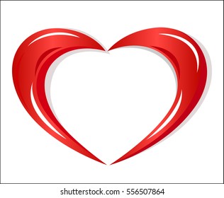Stylized heart glass effect with blank space for text on white background vector design template Valentines day design element