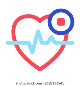 Stylized heart graphic shows a pulse line and a blocked symbol for indicating health status Perfect for medical and health related themes
