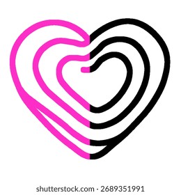 Un icono de corazón estilizado dividido en dos mitades 