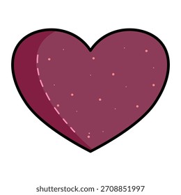 Stylized heart illustration. Deep red burgundy color with subtle texture and black outline. Simple, clean design suitable for various themes: love, health, romance, decoration.