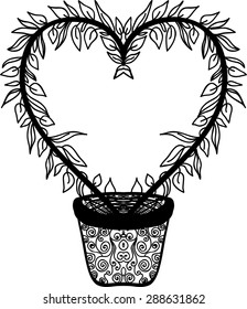 Stylized heart with leaves. Vector illustration.