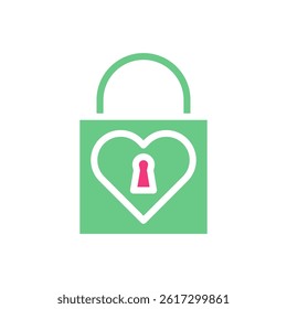 Stylized Heart Lock for Secure Romantic Feelings