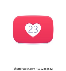 stylized heart with numbers. design layout idea. Counter Notification Icon, follower, color gradient. Vector illustration Social media video blog logotype