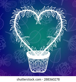 Stylized heart on abstract background. Vector illustration.