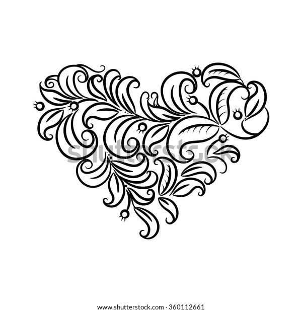 Stylized Heart One Color Standard Form Stock Vector (Royalty Free ...