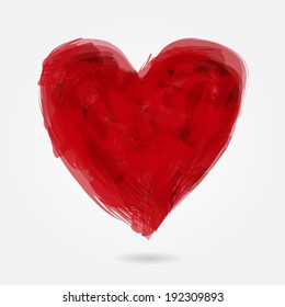 stylized heart painted brush strokes - love valentine vector card