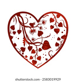 Stylized heart with plant motif
