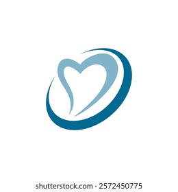 stylized heart shape enclosed within a circular swoosh, often used to represent health, care, or love.