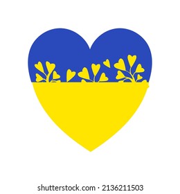 Stylized heart symbol blue and yellow color the Ukrainian flag
